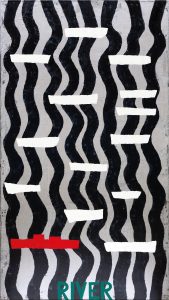 Harrie Gerritz, ‘Compositie op zwarte Rivier’, 210 x 120 cm, acryl op doek, 2006, Galerie InDruk