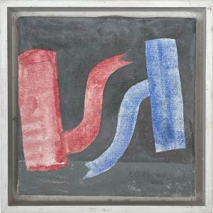 Klaas Gubbels, z.t, 'Gespiegeld in rood en blauw', 2011, Acryl op doek, 18x18cm, Galerie InDruk