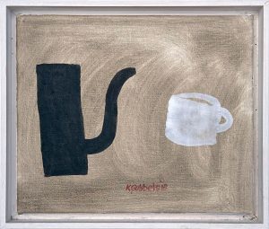 Klaas Gubbels, acryl op doek, z.t. 'Met wit kopje', 2018, 25x30cm, Galerie InDruk