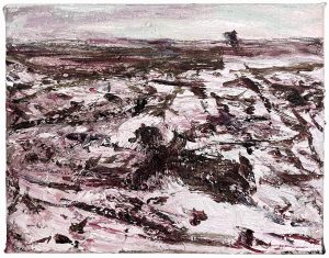 Han Klinkhamer, Z.t. 2022, olieverf op doek, 20x25cm (landschap wit-roze), Galerie InDruk, 930 euro