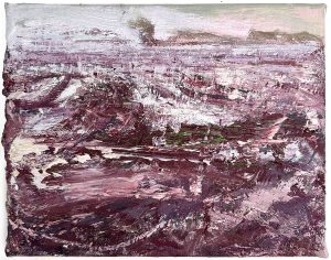 Han Klinkhamer, Z.t. 2022, olieverf op doek, 20x25cm (ruig aubergine), Galerie InDruk, 930 euro