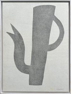 Klaas Gubbels, 'Wit of grijs', gemaroufleerde houtdruk, 75x55cm, Galerie InDruk