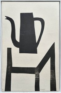Klaas Gubbels, 'Z.t., ketel op open tafel', gemaroufleerd op doek, 96x62cm, Galerie InDruk