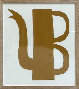 Klaas Gubbels, z.t. kartonnen ketel, 1994, in eiken lijst, Galerie InDruk
