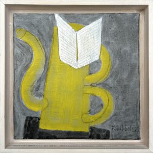 Klaas Gubbels, 'Boekenkan in geel', Acryl op doek, 2023, 20x20cm, Galerie InDruk