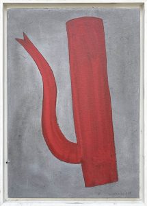 Klaas Gubbels, Z.t. (Ketel in rood), 2013-2019, Acryl op doek, 50x35cm, Galerie InDruk
